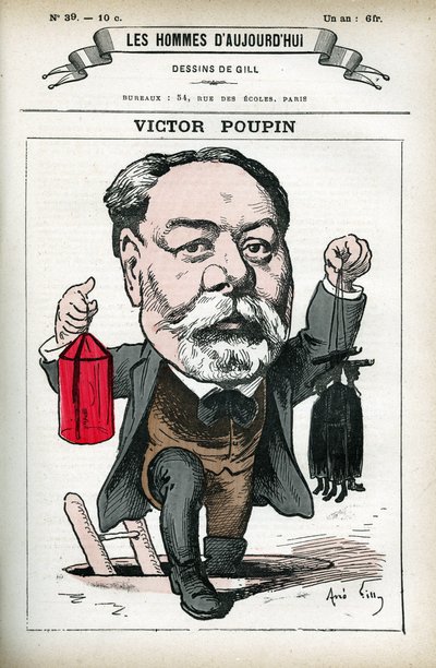Ranskalaisen poliitikon Victor Poupinin (1838-1906) muotokuva. Gillin sarjakuva elokuvassa "Les Homme d