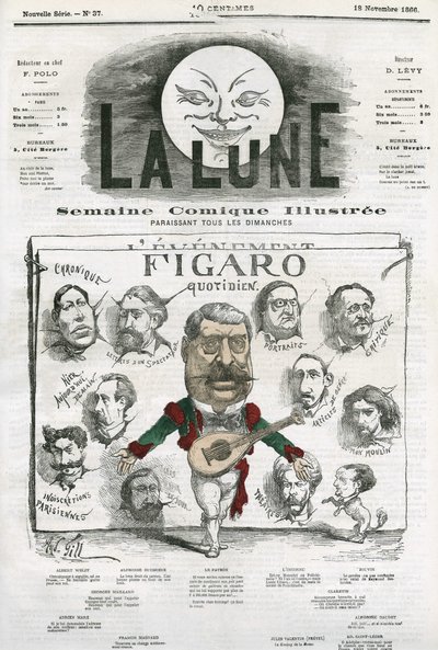 Muotokuva "Figaro Quotidienin" toimittajista". Gillin sarjakuva elokuvassa "The Moon", 18. marraskuuta tekijältä Andre Gill