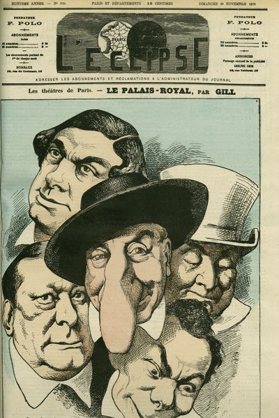 Teatteri "" Le Palais royal" - Geoffroy, Jules Brasseur (1829-1890), Hyacinthe, Lassouche ja Lheritier, ranskalaiset näyttelijät. Kansi "" L