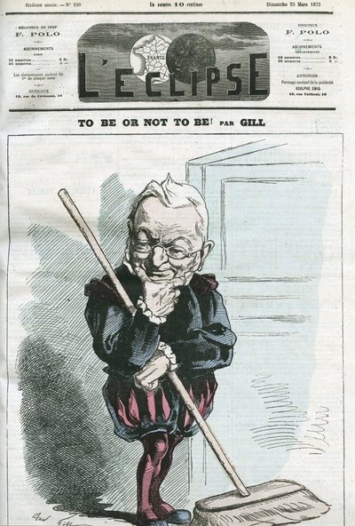 Olla tai ei olla, sarjakuva Adolphe Thiersin (1797-1877), ranskalaisen valtiomiehen. Kansi "" L