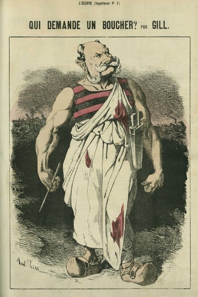 Kuka pyytää teurastajaa, karikatyyri William I:stä Saksasta (1797-1888), vuoden 1870 sodan voittajasta. Gillin elokuvassa "" L