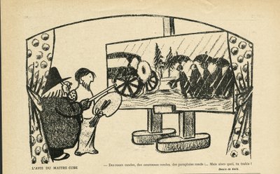 Andre Hellen (1875-1945) kuvitus Le Smile -lehdessä, nro 12, 20/03/13 - Mestarikuution mielipide - Taide, Avantgarde, Kubismi, Kubismi tekijältä Andre Helle