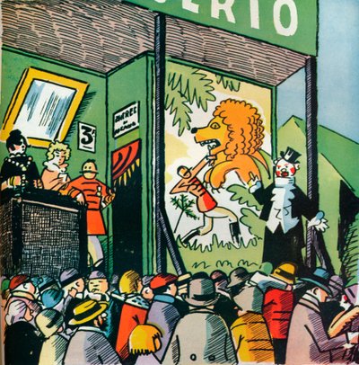 Kuvitus Andre Helle elokuvasta Fables de la Fountaine, 1922, 1929 tekijältä Andre Helle