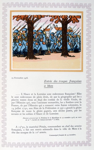 Ranskan joukkojen saapuminen Metziin 19. marraskuuta 1918, 1919 tekijältä Andre Helle
