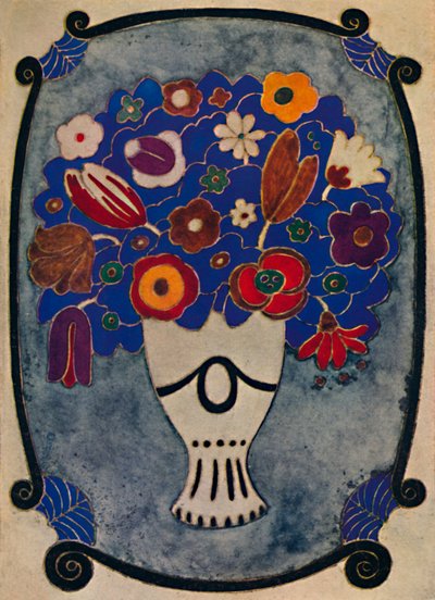 Pergamenttikirjansidonta, työstetty ja värillinen, 1914 tekijältä Andre Mare