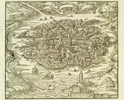 Quinsain kaupunki (nykyisin Tianjin), Andre Thevetin kaiverrus La Cosmographie Universellesta (Universal Cosmography) tekijältä Andre Thevet