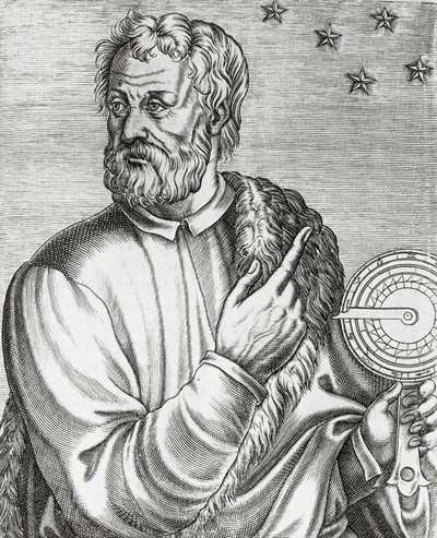 Muotokuva Christopher Columbuksesta (1451-1506), italialainen navigaattori, kaiverrus teoksesta The True Portraits and Lives of Illustrious Men tekijältä Andre Thevet
