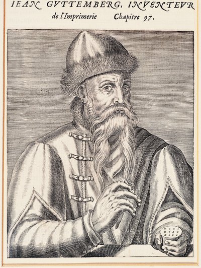 Johann Gutenbergin muotokuva (Mainz, noin 1394-1399-Mainz tekijältä Andre Thevet