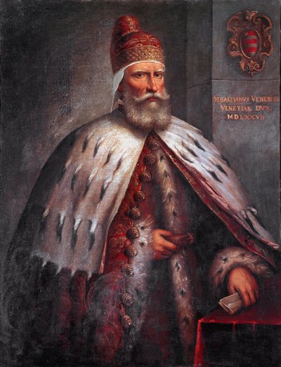 Doge Sebastiano Venierin (1496-1578) muotokuva, condottiere Hän johti venetsialaista laivastoa Francesco Duodon kanssa Lepanton taistelussa vuonna 1571. Andrea de 