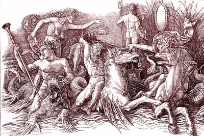 Merijumalien taistelu Andrea MANTEGNA (1431-1506) jälkeen. tekijältä Andrea (after) Mantegna