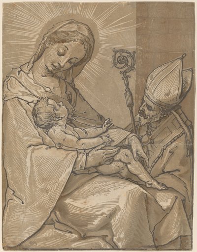 Madonna ja lapsi piispan kanssa, 1591. tekijältä Andrea Andreani