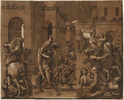 Sabiininaisten sieppaus, 1585. tekijältä Andrea Andreani