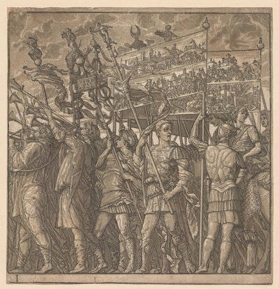 Julius Caesarin voitto: Sotilaat, jotka kantavat sodan kuvia, 1593-1599. tekijältä Andrea Andreani