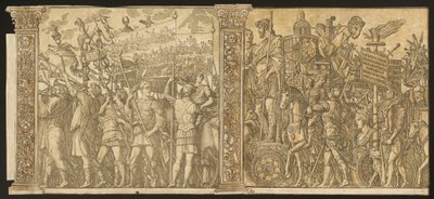 Julius Caesarin voitto [nro 1 ja 2 plus 2 saraketta] tekijältä Andrea Andreani after Andrea Mantegna