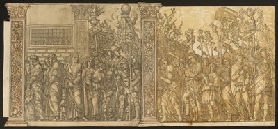 El triomf de Juli Cèsar [núm. 7 i 8 més 2 columnes] finlandès tekijältä Andrea Andreani after Andrea Mantegna