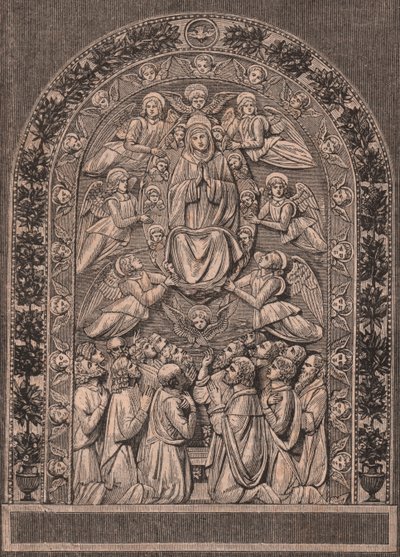 Neitsyt Marian taivaaseen, Andrea della Robbian (1435-1525 tai 1528) työpaja, Pinacoteca di Citta di Castello, Umbria, Italia, puupiirros teoksesta Le cento citta d