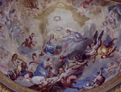 Coronació de la Verge, fresc pintat el 1699 per Andrea Lanzani (1641-1712) del cor del Santuari d