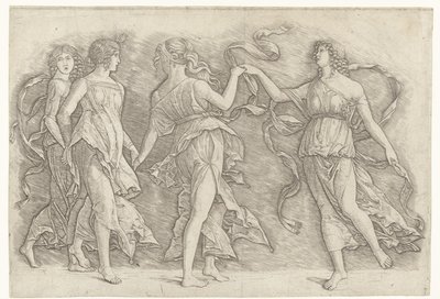 Neljä tanssivaa naista tekijältä Andrea Mantegna (school of)