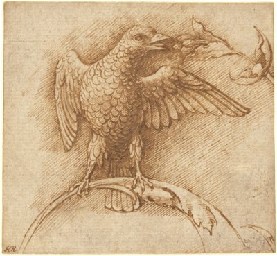 Lintu kyydissä oksalla hedelmien kanssa tekijältä Andrea Mantegna
