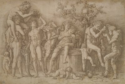 Bakkanaali viinitankoineen, 1470-90 tekijältä Andrea Mantegna