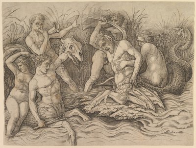 Merenjumalten taistelu (friisin oikea osa) tekijältä Andrea Mantegna