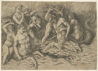 Merijumalien taistelu: Friisin oikea puolisko tekijältä Andrea Mantegna