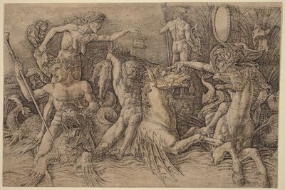 Merenjumalien taistelu [vasen puolisko] tekijältä Andrea Mantegna