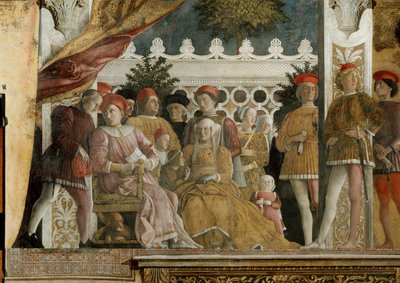 Gonzagan freskon hovi Camera degli Sposissa Mantovan Palazzo Ducalessa, 1474 tekijältä Andrea Mantegna
