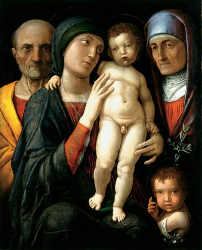 La Sainte Famille (Pyhä perhe) - Andrea Mantegnan (1431-1506) maalaus, öljy kankaalle (75x61,5), noin 1495 - Valtion taidegalleria, Dresden (Saksa) tekijältä Andrea Mantegna