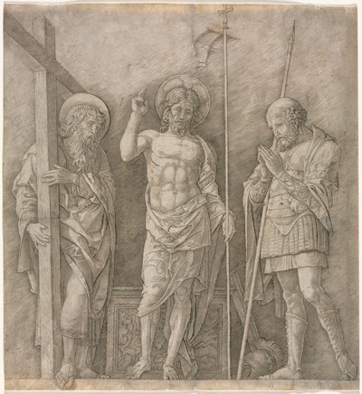 Ylösnoussut Kristus Pyhän Andreaksen ja Longinuksen välillä, 1470-luvun alku. tekijältä Andrea Mantegna