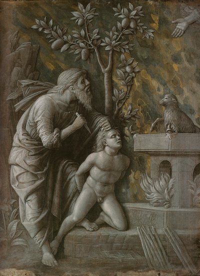 Iisakin uhri, noin 1490-1495 tekijältä Andrea Mantegna