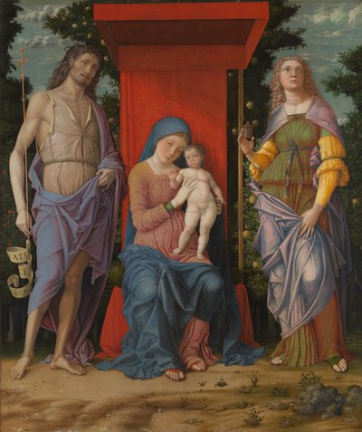 Neitsyt ja lapsi pyhimysten kanssa tekijältä Andrea Mantegna