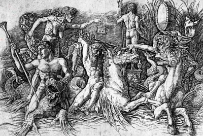 Merijumalien taistelu, Andrea Mantegna (1431-1506), kaiverrus. Yksityiskohta. tekijältä Andrea Mantegna