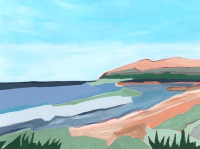 Rantaviiva, 2023 (akryyli paperille) tekijältä Andrea Mejia