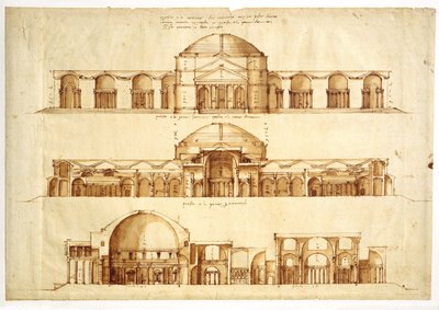 Agrippan kylpylän jälleenrakennusprojekti, Rooma, n. 1550 tekijältä Andrea Palladio