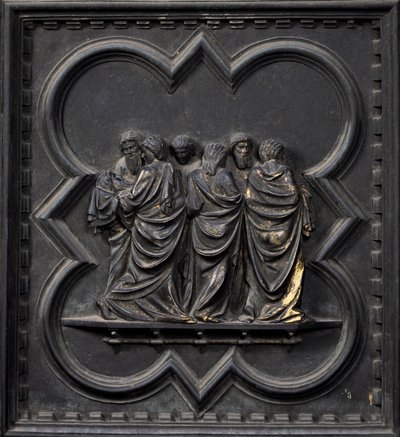 Pyhän Johannes Kastajan ruumiin kuljetus, San Giovannin kastekappelin eteläisten ovien yhdeksästoista paneeli, 1336 (pronssi) tekijältä Andrea Pisano