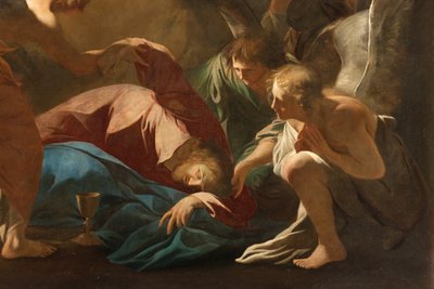 Milano, San Francesco da Paolan kirkko, Andrea Pozzo, Enkelit tukevat Jeesusta Getsemanen puutarhassa tekijältä Andrea Pozzo