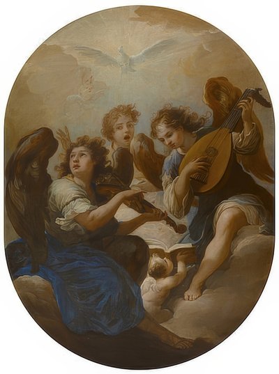 Kolme enkeliä tekevät musiikkia. Ennen vuotta 1720 tekijältä Andrea Procaccini