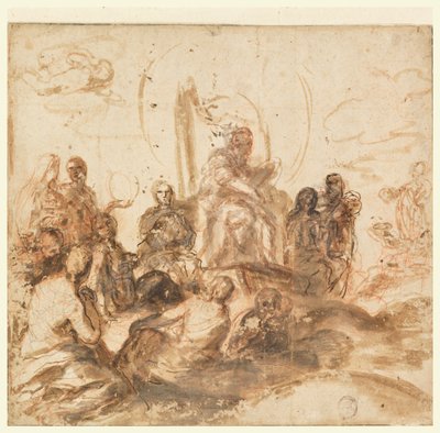 Suunnittelu jumalallisen viisauden allegorialle, vastaanottohuone, Palazzo Barberini, Rooma, Italia tekijältä Andrea Sacchi