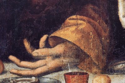 Abbey (Tongerlo Abbey). Maalaus. Viimeinen ehtoollinen. 1506-1507. Yksityiskohta (maalaus) tekijältä Andrea Solario