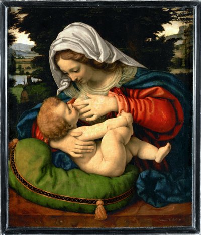 La Vierge au coussin vert - Madonna vihreällä tyynyllä ... tekijältä Andrea Solario