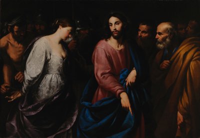 Kristus ja aviorikoksesta otettu nainen, n. 1630. tekijältä Andrea Vaccaro