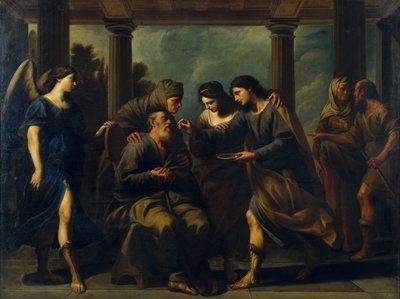 Tobias Healing His Fathers sokeuden, c. 1640 tekijältä Andrea Vaccaro