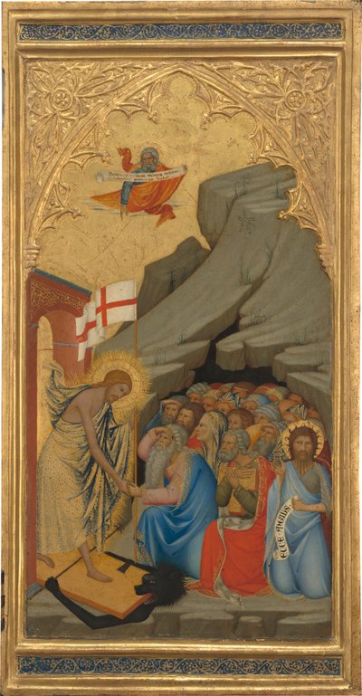Laskeutuminen Limboon, noin 1380 (munatempera ja lehtikulta puupaneelille). tekijältä Andrea Vanni