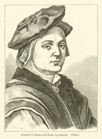 Italialaisen taidemaalarin Andrea del Sarton omakuva (kaiverrus) tekijältä Andrea del (after) Sarto