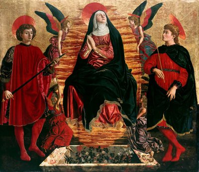 Neitsyt taivaaseenastuminen pyhien Julianuksen ja Miniaan kanssa, 1449-1450 tekijältä Andrea del Castagno