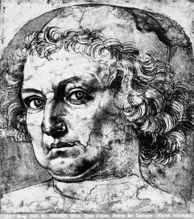 Miehen pää tai Andrea del Verrocchion muotokuva, n. 1450 tekijältä Andrea del Castagno