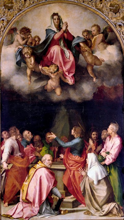 Assumption Passerini -maalaus Andrea del Sarto (1486-1531) 1522 Mitat 379x222 cm Firenze, Palazzo Pitti tekijältä Andrea del Sarto