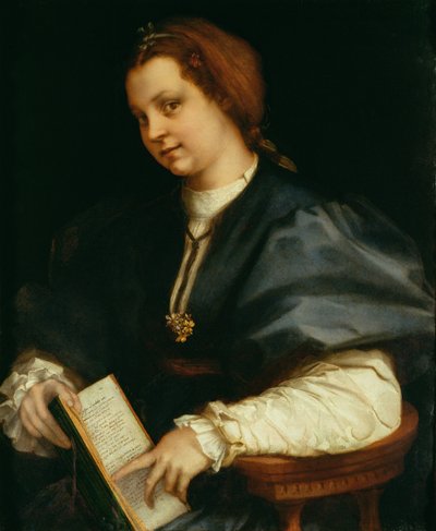 Petrarchin nainen säkeistöjen kanssa, n. 1514 tekijältä Andrea del Sarto