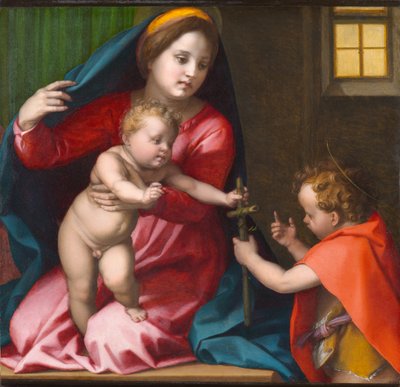 Madonna ja lapsi Pyhän Johannes Kastajan kanssa, noin 1528 (öljy paneelissa) tekijältä Andrea del Sarto